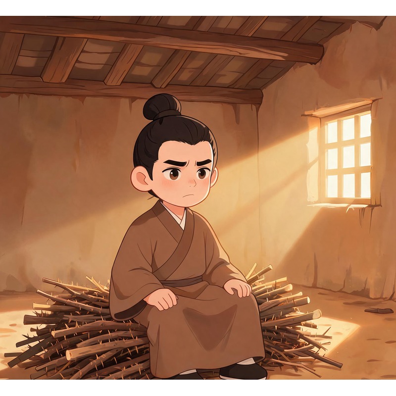 睡在柴草上